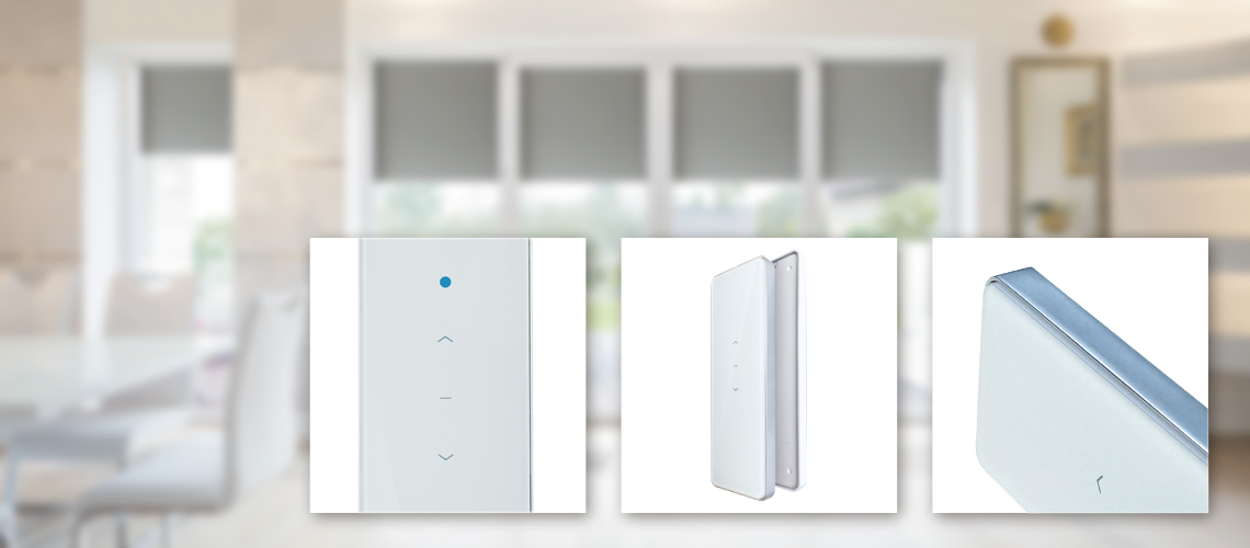 Handsender Nivel 1 – Touch-Front, Wandhalterung und Aluminiumrahmen